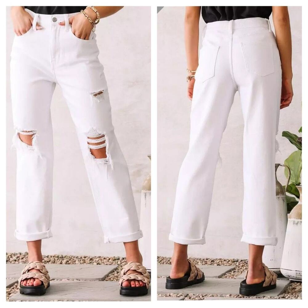 Willow & Root The Dad Jean sz 26  White Jeans 90s Inspired High Rise Slouchy